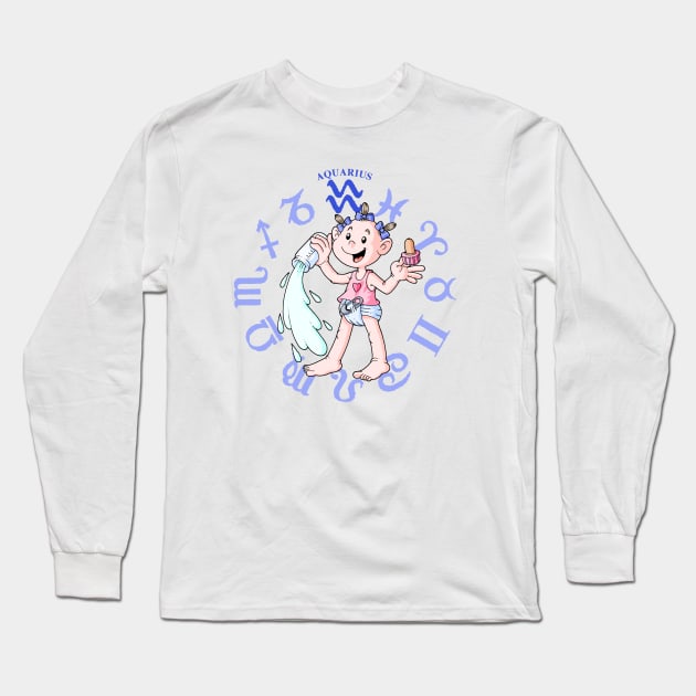 Baby Girl Zodiac Aquarius Long Sleeve T-Shirt by robobur